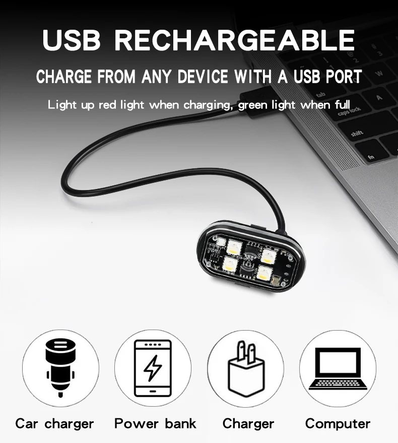 Wireless Light Aircraft Airplane Helicopter Warning Lights RGB Led Strobe Lights Motorcycle Lights LED Flash with USB Charging