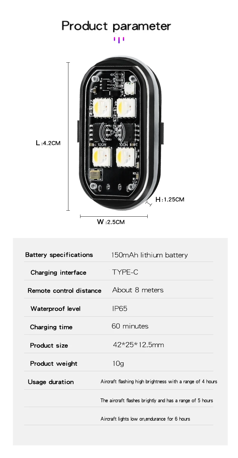 Wireless Light Aircraft Airplane Helicopter Warning Lights RGB Led Strobe Lights Motorcycle Lights LED Flash with USB Charging