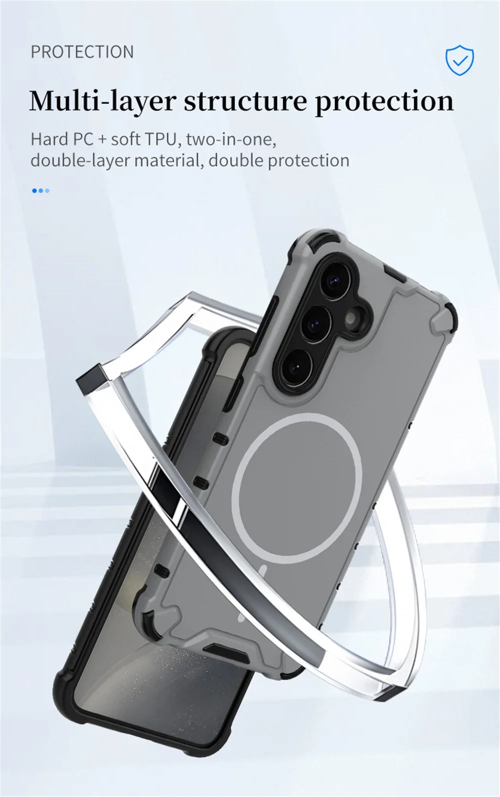 Anti-slip Bumper Armor Magnetic Phone Case For Samsung S24 S25 S26 Plus S23 Ultra A56 A55 A54 A35 A34 A25 A15 For Magsafe Cover