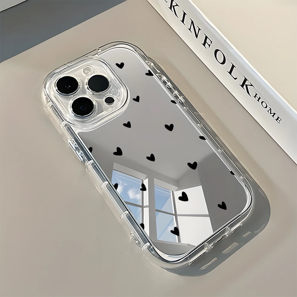 Minimalist Red Heart Pattern Phone Case For iPhone 17 16 15 14 13 12 11 Pro Max 17 Air X XR XS 7 8 Plus Back Mirror Soft Cover