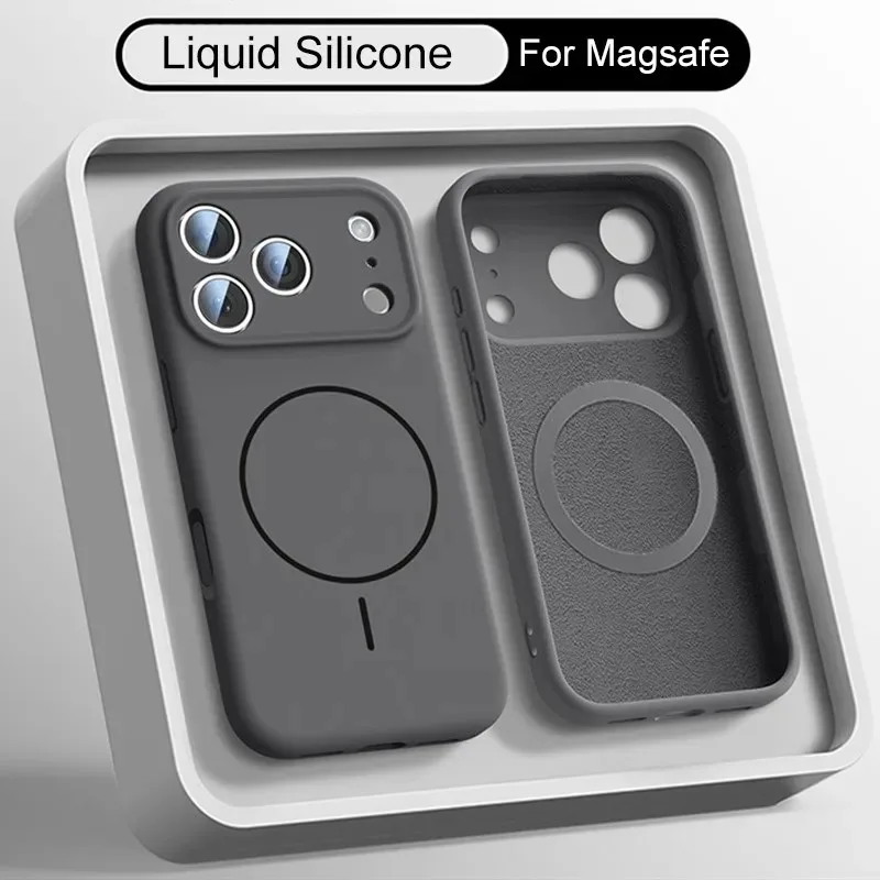 Magnetic Original Liquid Silicone For Magsafe Phone Case For iPhone 18 17 16 15 14 13 Pro Max 16 Plus 17Air Skin Feel Soft Cover