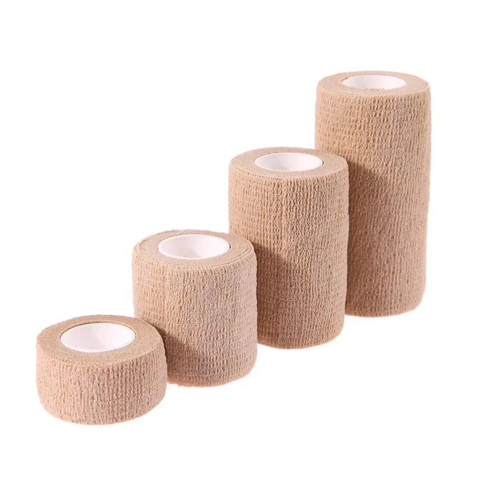 5 Pcs 2.5/5/7.5/10cm Self Adhesive Elastic Bandage Cohesive Non-woven Wraps Tape Disposable for Sports Fixing Finger Wrist Leg