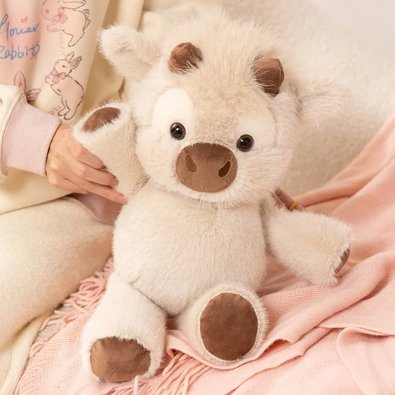 Adorable Highland Cattle Plush Toy 45cm - Huggable Running Cow Stuffed Animal Made with Premium Soft Fabric, Soothing Companion