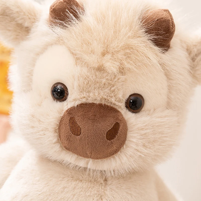 Adorable Highland Cattle Plush Toy 45cm - Huggable Running Cow Stuffed Animal Made with Premium Soft Fabric, Soothing Companion