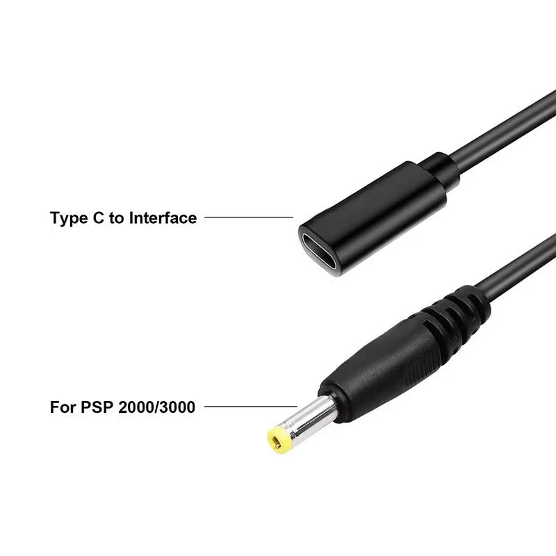 USB C Cable for PSP1000 2000 3000 Controller Charging Adapter Type C LED Convert Cord for Sony PSP 3000 Game Console Power Wire