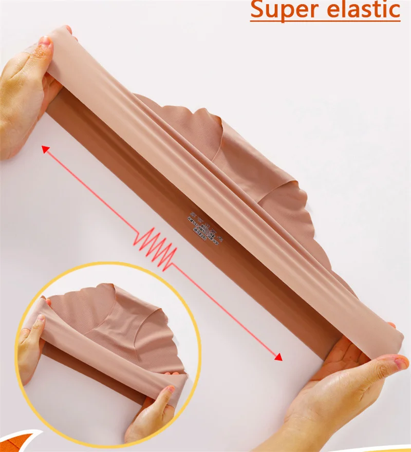 Ice Silk Seamless Panties 4PCS/Set Women's Briefs Solid Color Elastic Underwear Female Ultra Thin No Trace Wavy Side Panties