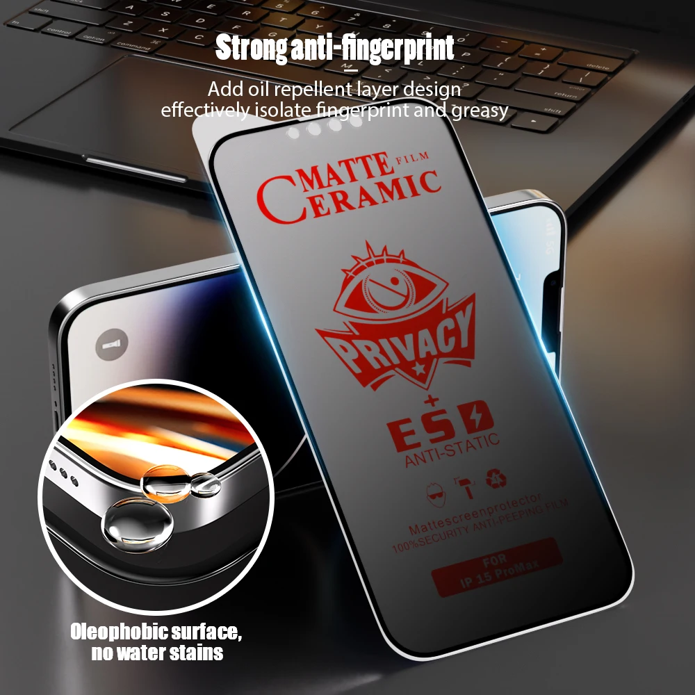 Matte Privacy Screen Protector For iPhone 17 18 Pro Max 16 13 14 15 Pro Max 11 12 Air 7 8 Plus XR SE Anti-Spy Soft Ceramic Film