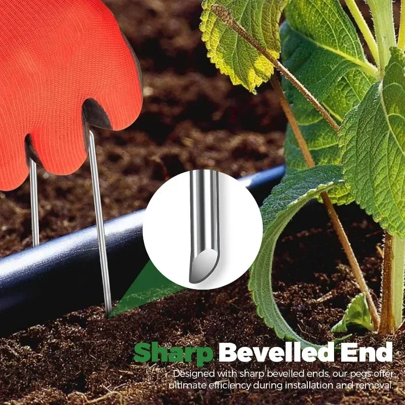 U-type Garden Staples with Pads Metal Fence Tubing Stakes Galvanized Landscape Spikes for Holding Lawns Barrier Ground Nails