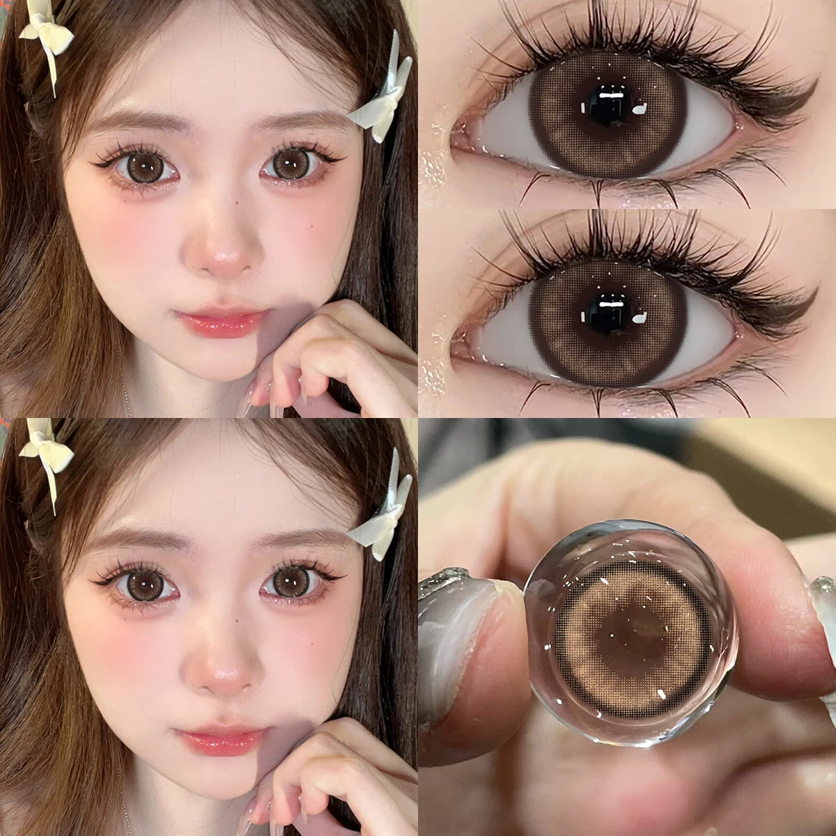 Bio-essense 1 Pair Big Eyes Black Lenses Korean Natural Lenses Yearly Color Contact Lenses Eyes with Gray Beautiful Pupil Lentes
