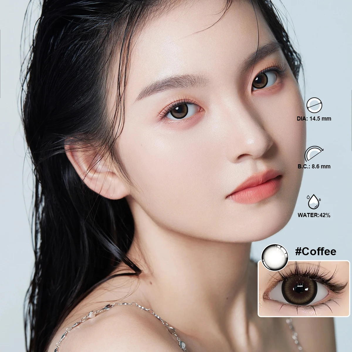 Bio-essense 1 Pair Big Eyes Black Lenses Korean Natural Lenses Yearly Color Contact Lenses Eyes with Gray Beautiful Pupil Lentes