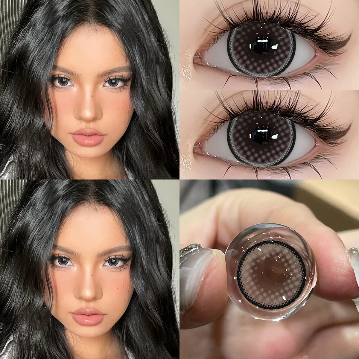 Bio-essense 1 Pair Big Eyes Black Lenses Korean Natural Lenses Yearly Color Contact Lenses Eyes with Gray Beautiful Pupil Lentes