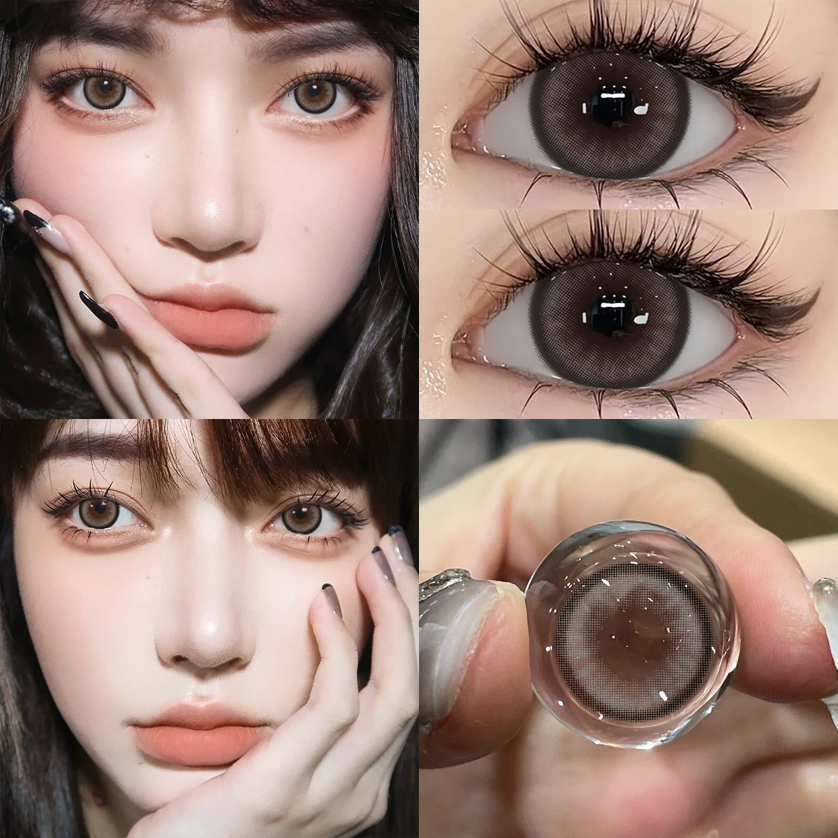 Bio-essense 1 Pair Big Eyes Black Lenses Korean Natural Lenses Yearly Color Contact Lenses Eyes with Gray Beautiful Pupil Lentes