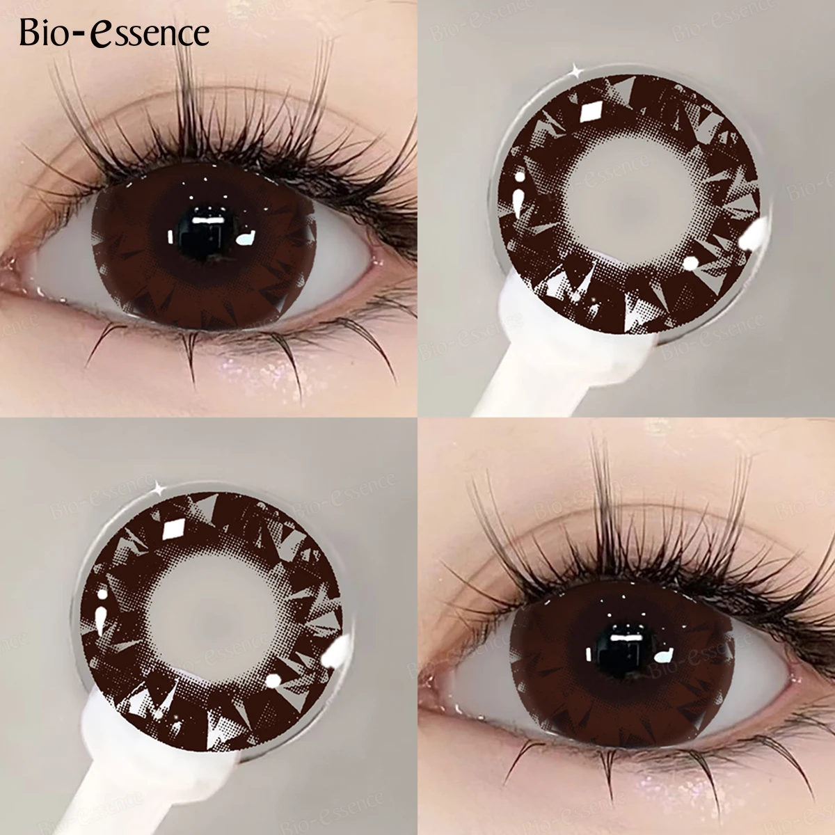 Bio-essense 1 Pair Big Eyes Black Lenses Korean Natural Lenses Yearly Color Contact Lenses Eyes with Gray Beautiful Pupil Lentes