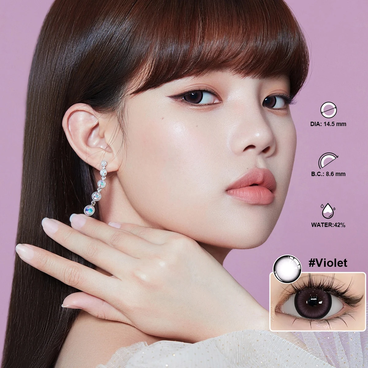 Bio-essense 1 Pair Big Eyes Black Lenses Korean Natural Lenses Yearly Color Contact Lenses Eyes with Gray Beautiful Pupil Lentes