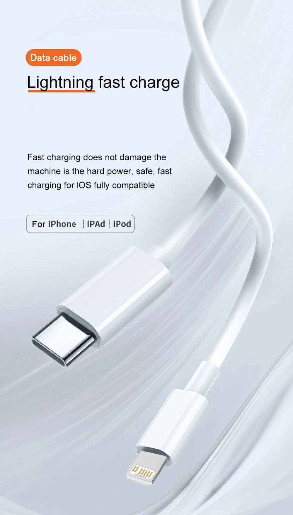 20W PD USB to Lighting USB C to Lighting Fast Charger Cable For Apple iPhone 14 13 12 11 Pro Max X XR Plus iPad Data Sync Line