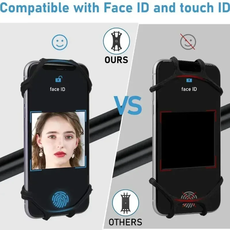 360 Rotatable Bike Motorcycle Phone Holder Silicone Bracket Support Pull Type Safe Mount For All Smartphones Cycling Stand
