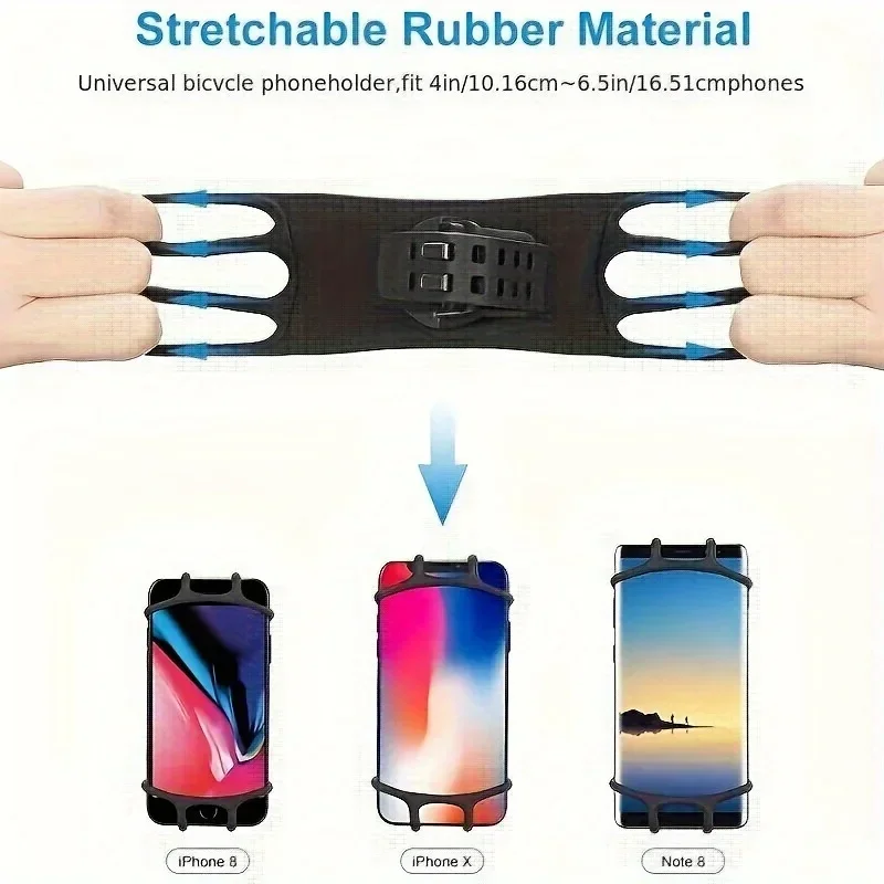 360 Rotatable Bike Motorcycle Phone Holder Silicone Bracket Support Pull Type Safe Mount For All Smartphones Cycling Stand