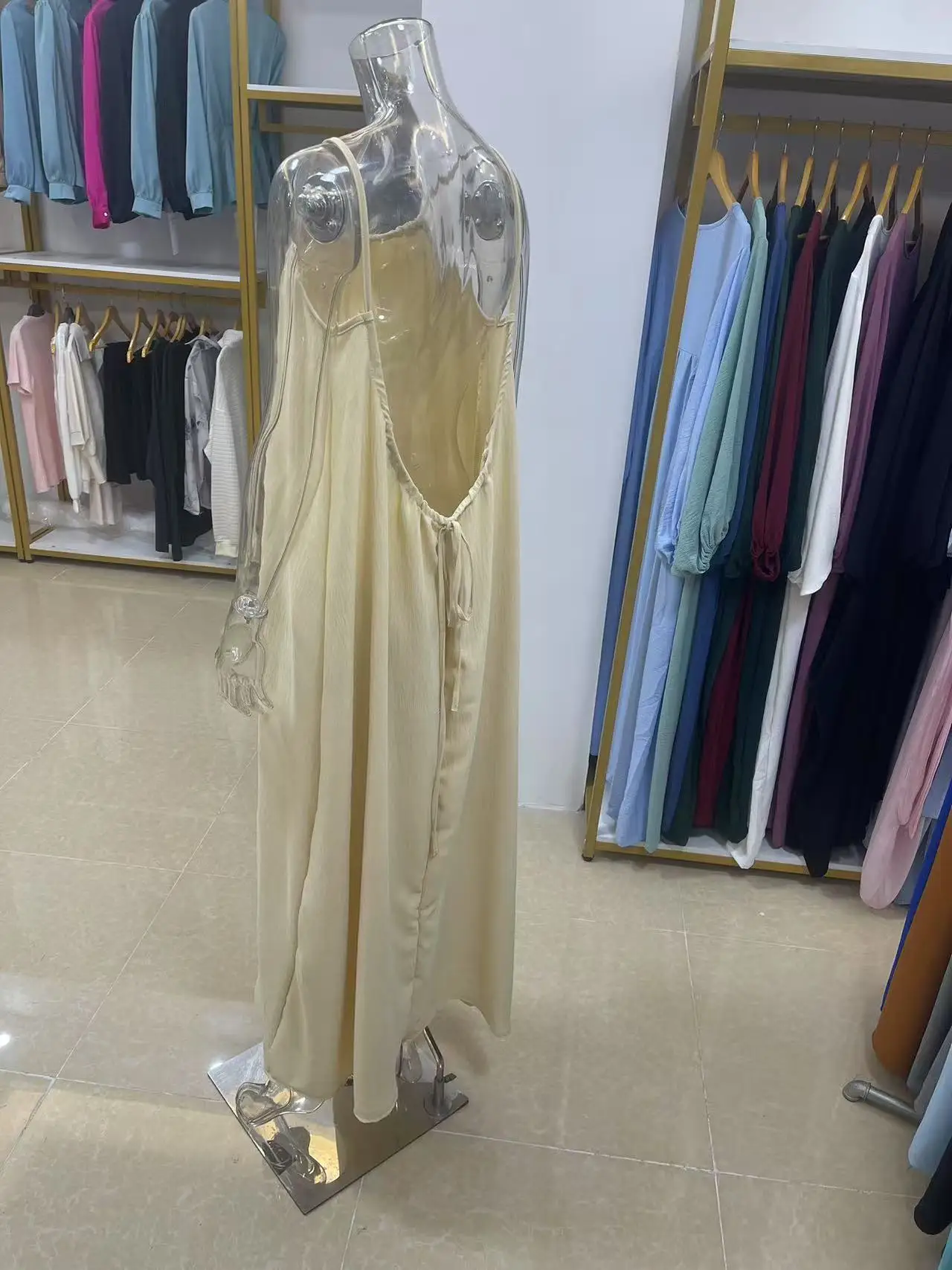New Arrival Women's Strapless Backless Long Loose Home Dress Comfortable Sleepwear Casual Maxi Dress