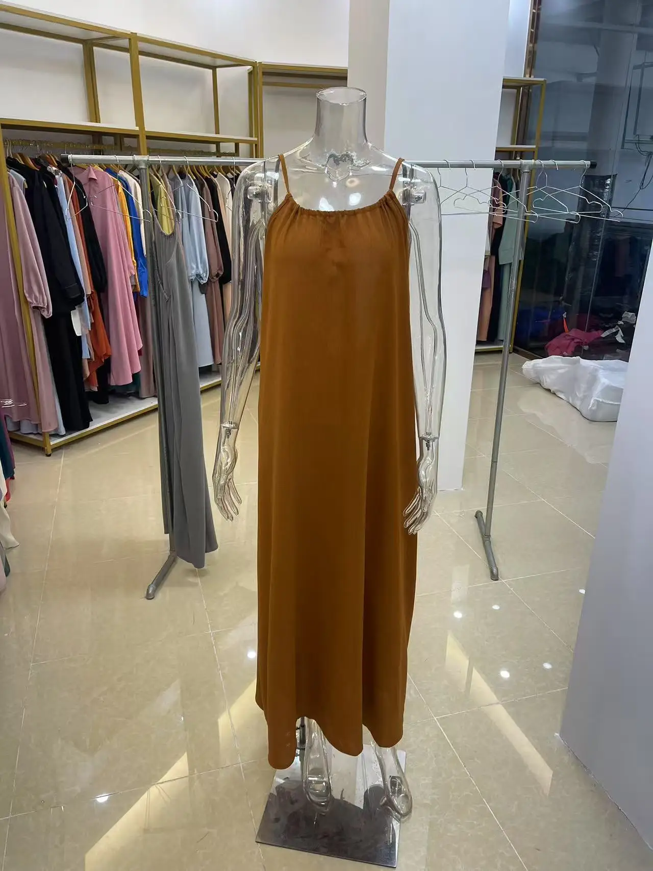 New Arrival Women's Strapless Backless Long Loose Home Dress Comfortable Sleepwear Casual Maxi Dress
