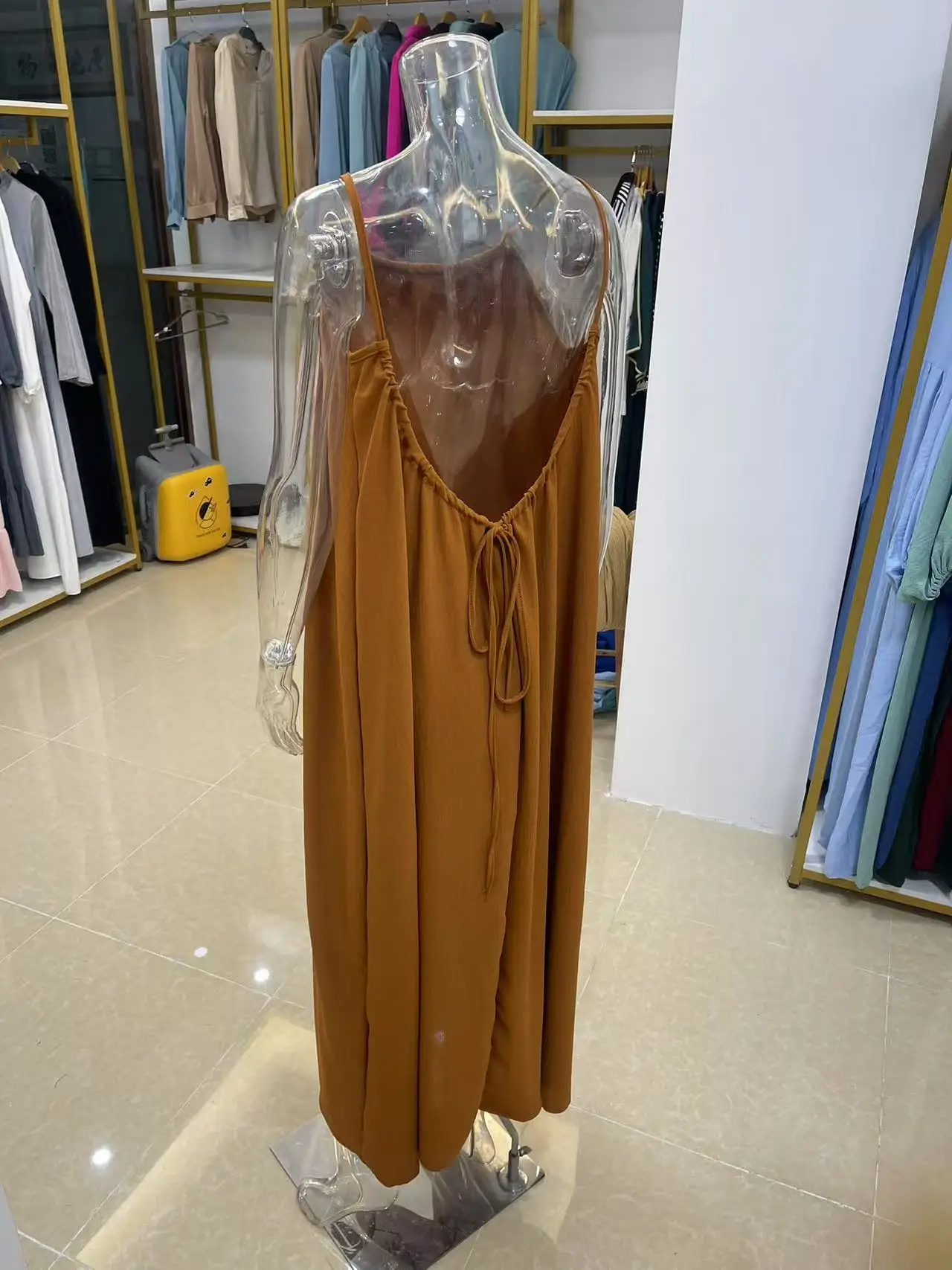 New Arrival Women's Strapless Backless Long Loose Home Dress Comfortable Sleepwear Casual Maxi Dress