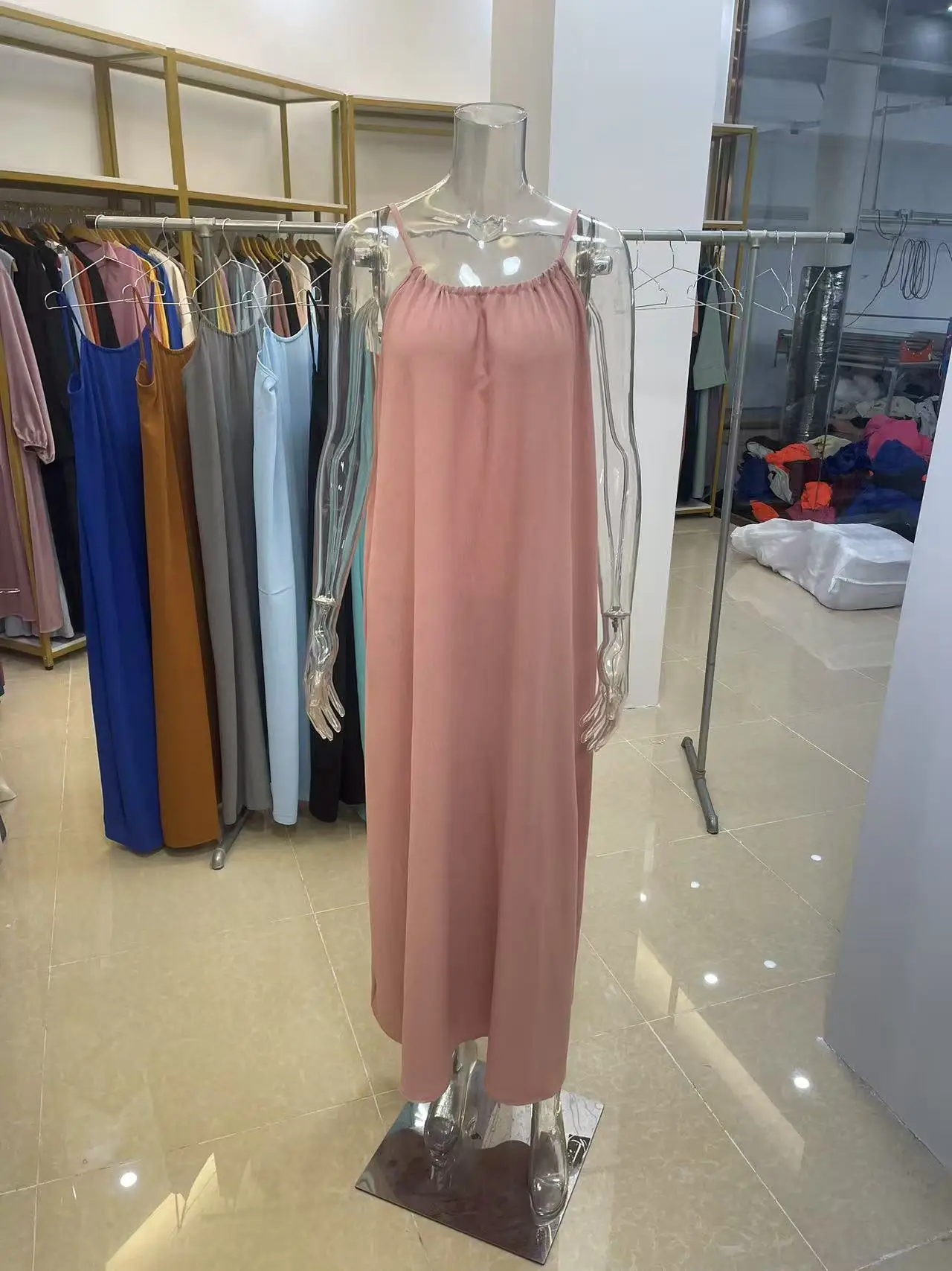 New Arrival Women's Strapless Backless Long Loose Home Dress Comfortable Sleepwear Casual Maxi Dress