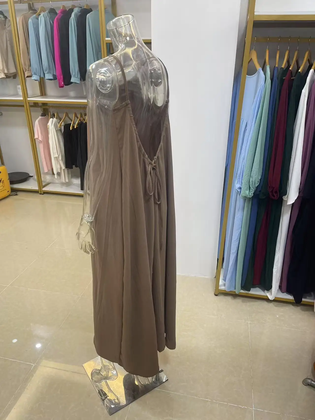 New Arrival Women's Strapless Backless Long Loose Home Dress Comfortable Sleepwear Casual Maxi Dress