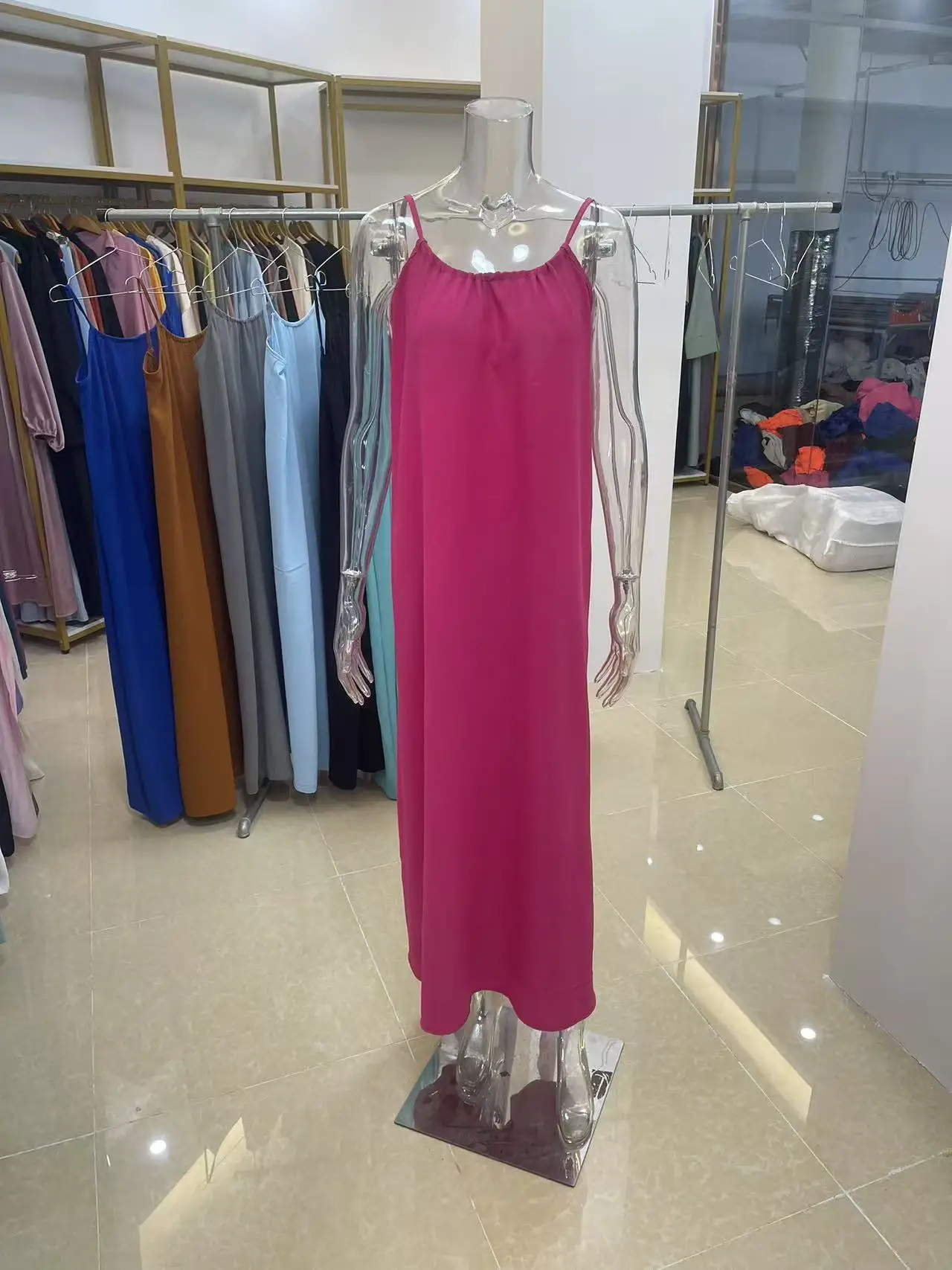 New Arrival Women's Strapless Backless Long Loose Home Dress Comfortable Sleepwear Casual Maxi Dress