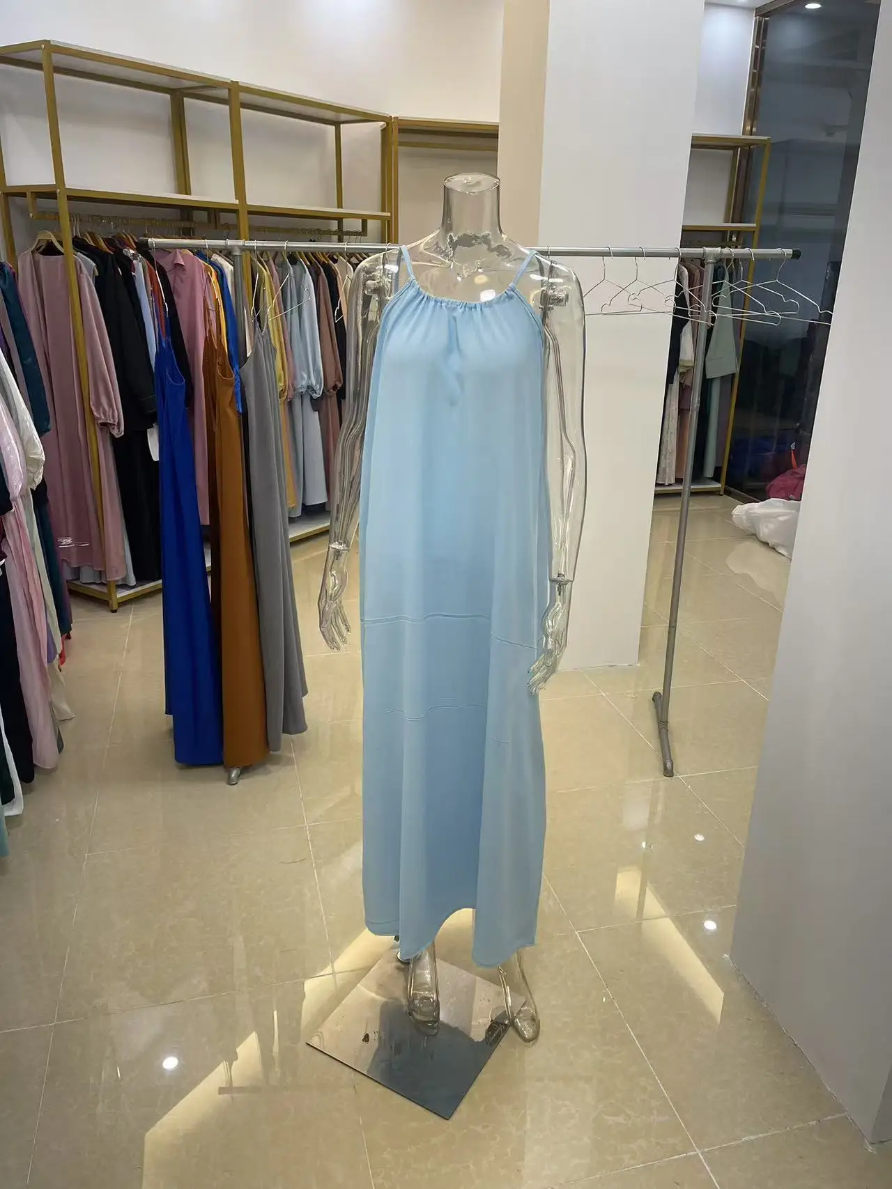 New Arrival Women's Strapless Backless Long Loose Home Dress Comfortable Sleepwear Casual Maxi Dress