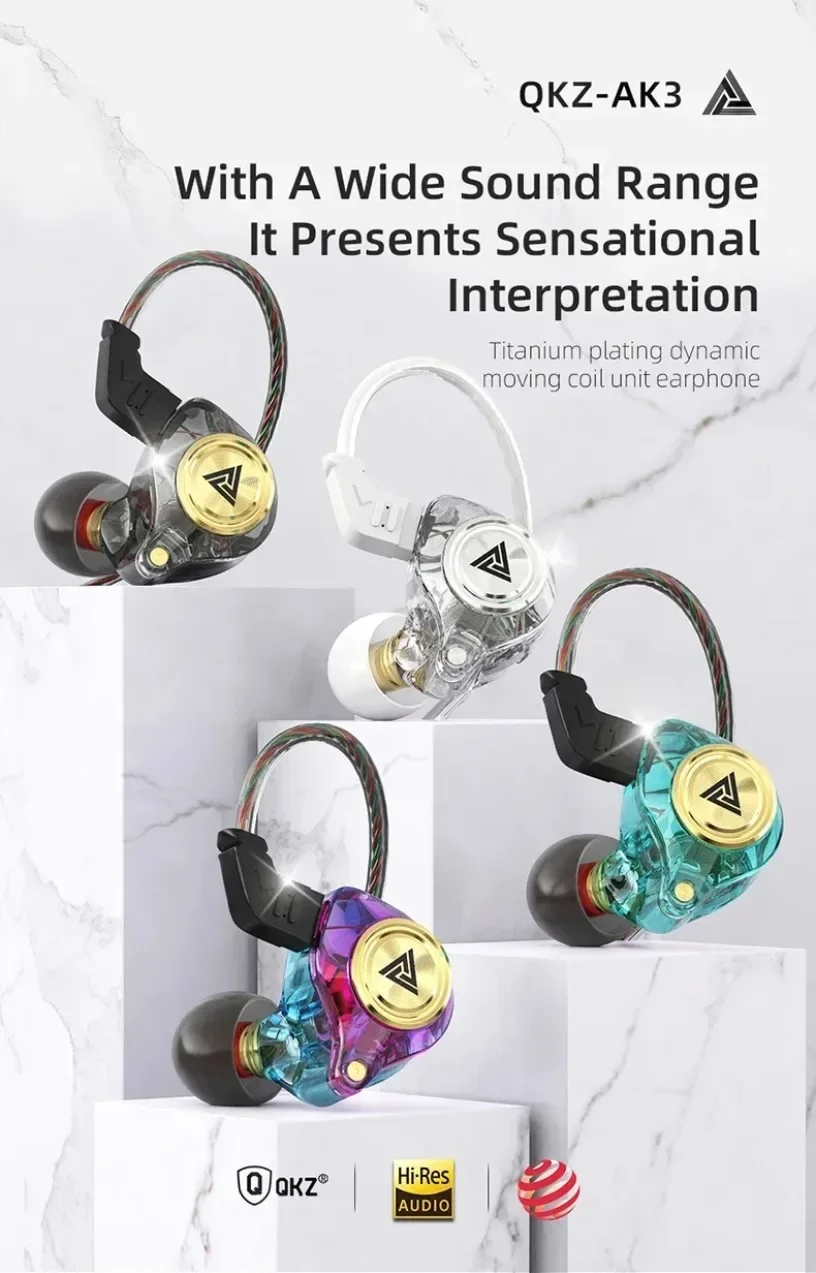 QKZ CK5 FiLe Wired Earphone with Microphone HiFi Music Earphone Professional Gaming And Sports Noise Cancelling Headphones