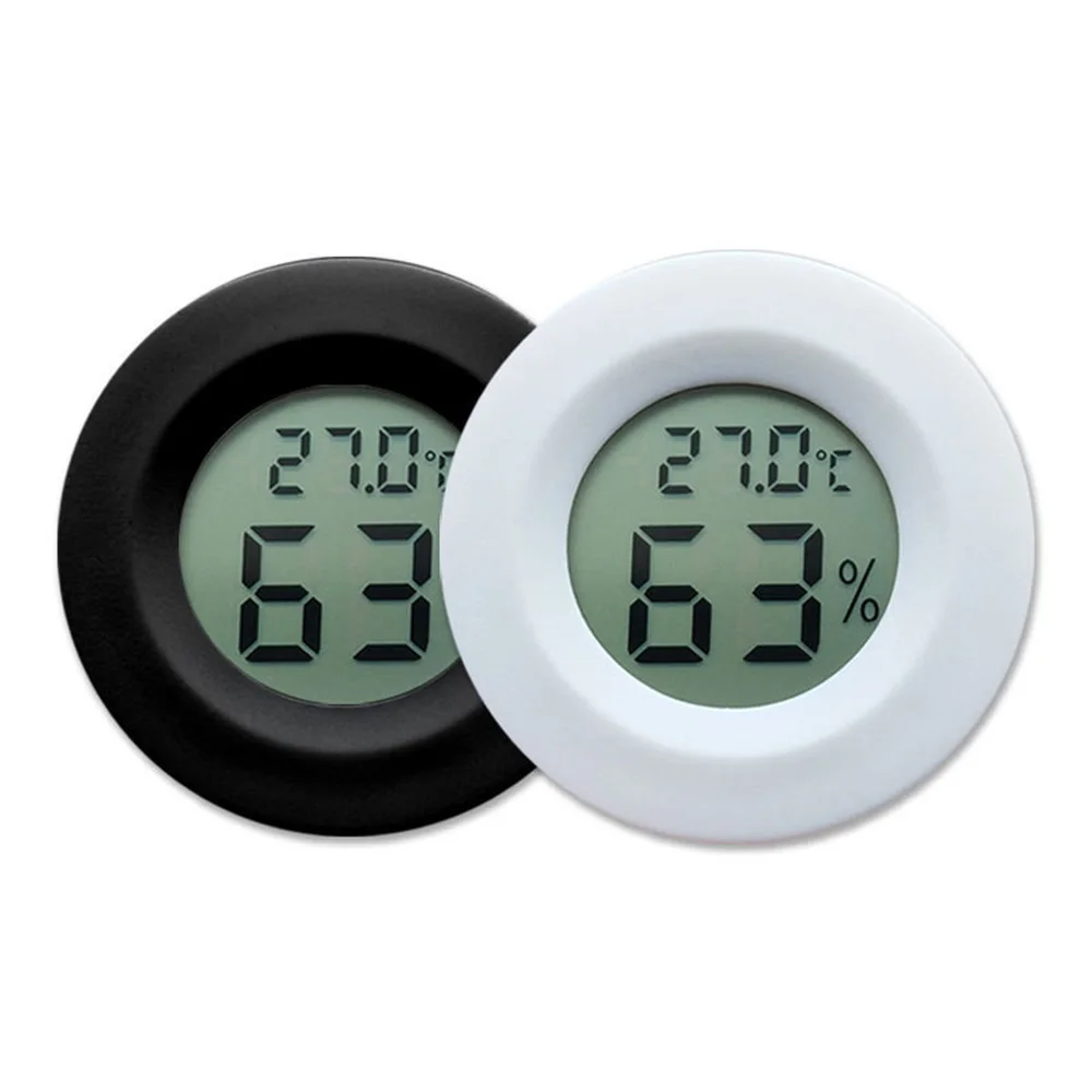 2/4 Pcs Mini Hygrometer Thermometer Fahrenheit or Celsius Meter Digital LCD Monitor Indoor Room Round Humidity Temperature Gauge