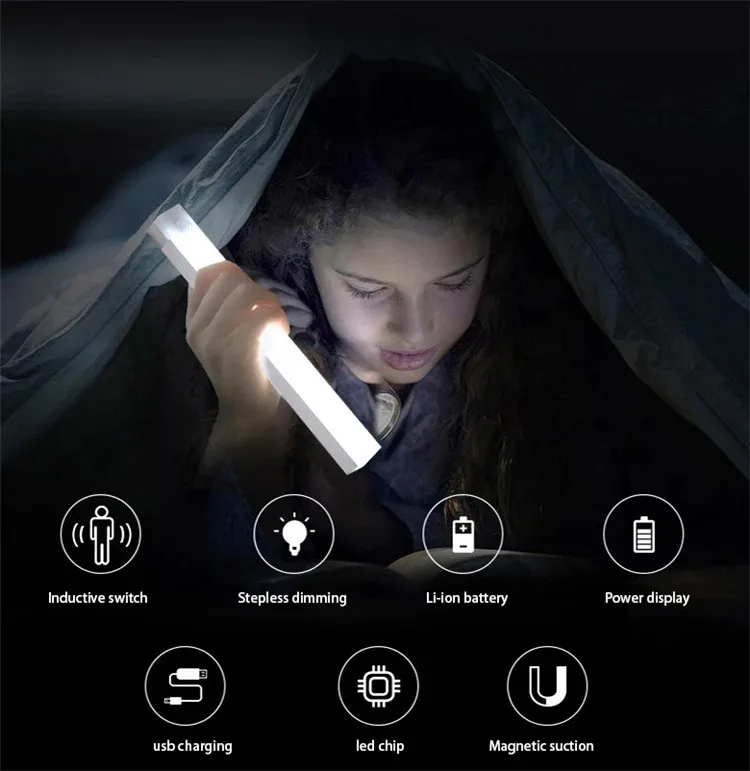Motion Sensor Lamp Night Light Wireless LED USB Type C Rechargeable Lamp for Kitchen Cabinet Bedroom Wardrobe Staircase Lighting