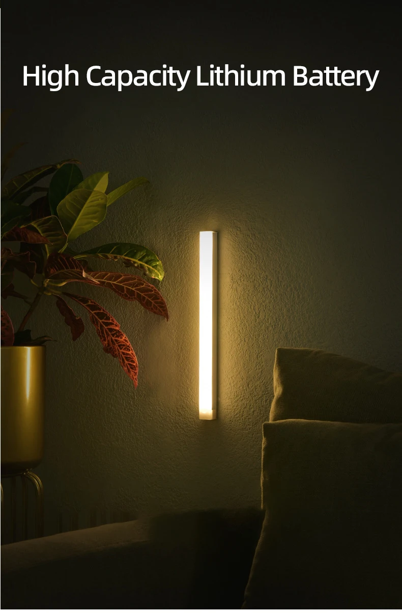 Motion Sensor Lamp Night Light Wireless LED USB Type C Rechargeable Lamp for Kitchen Cabinet Bedroom Wardrobe Staircase Lighting