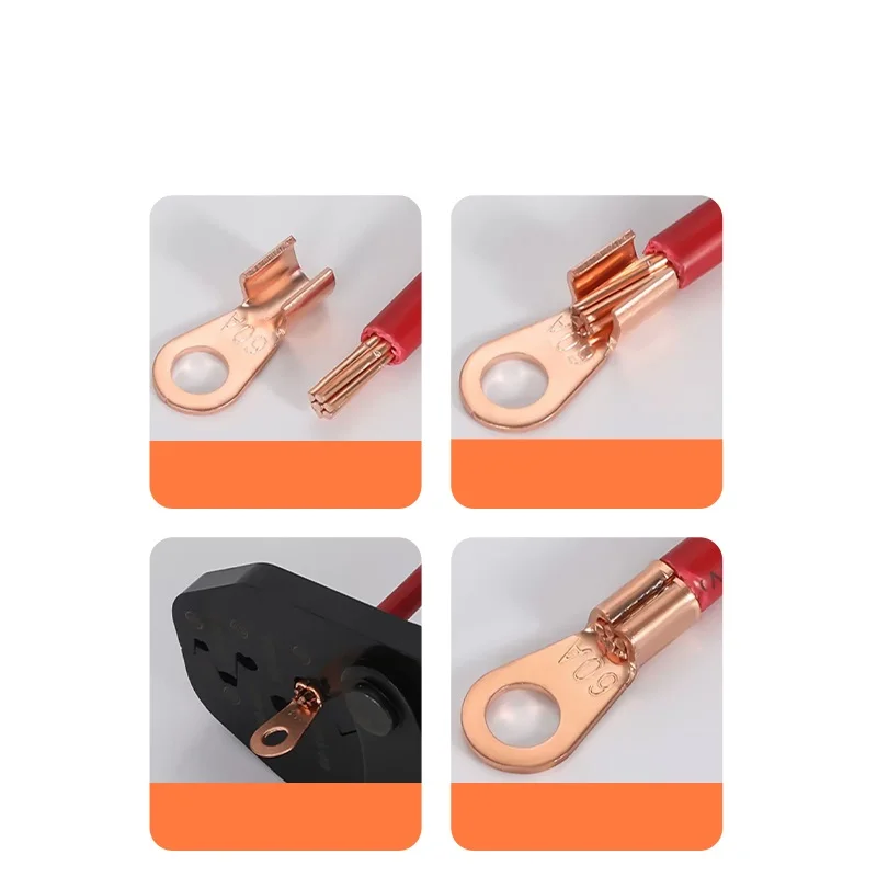 10/50PCS Copper OT Terminal Non-Insulated Wire Connector Bare Electrical Cable Terminals Lug Battery Ring Crimp Terminal 10-100A