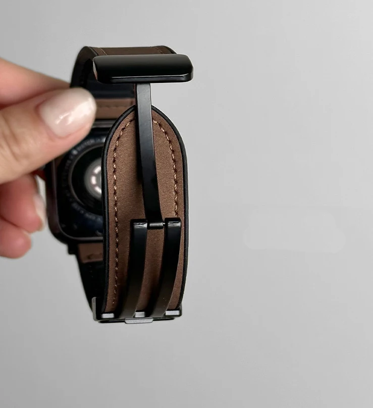 Leather+Silicone Strap For Apple Watch Band Ultra 49mm 44mm 45mm 41mm 46mm 40mm 42mm Magnetic Bracelet iwatch Series 10 9 8 7 6