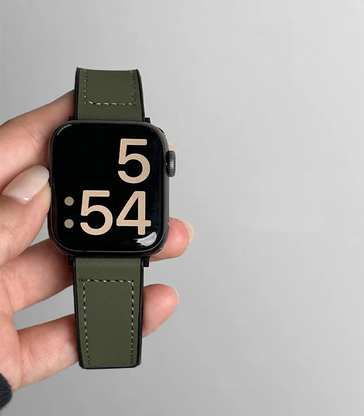 Leather+Silicone Strap For Apple Watch Band Ultra 49mm 44mm 45mm 41mm 46mm 40mm 42mm Magnetic Bracelet iwatch Series 10 9 8 7 6