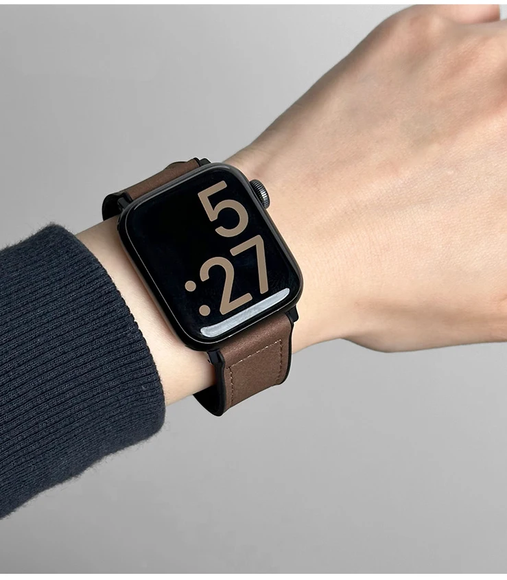 Leather+Silicone Strap For Apple Watch Band Ultra 49mm 44mm 45mm 41mm 46mm 40mm 42mm Magnetic Bracelet iwatch Series 10 9 8 7 6
