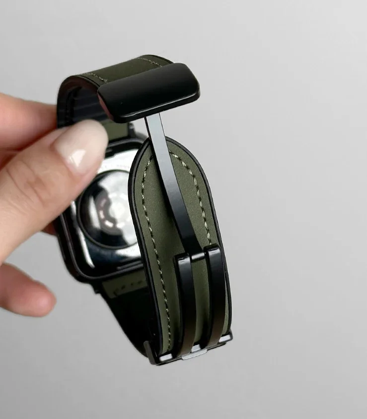 Leather+Silicone Strap For Apple Watch Band Ultra 49mm 44mm 45mm 41mm 46mm 40mm 42mm Magnetic Bracelet iwatch Series 10 9 8 7 6