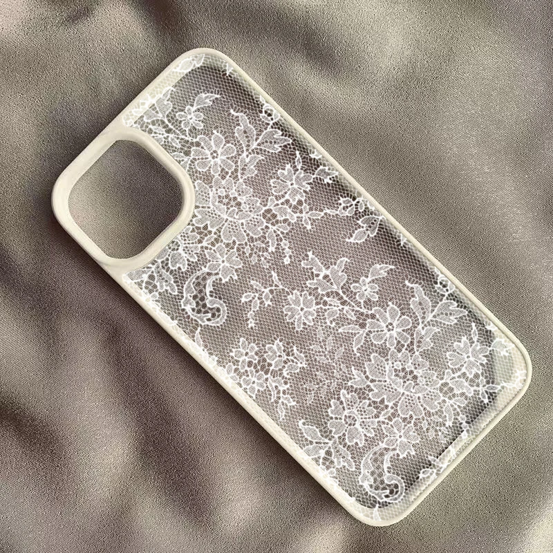 Vintage White Lace Floral Phone Case for iPhone 18 Pro 17 16 15 14 13 11 12 13 Pro Max 16E Air X XR XS 7 8 Plus Protective Cover