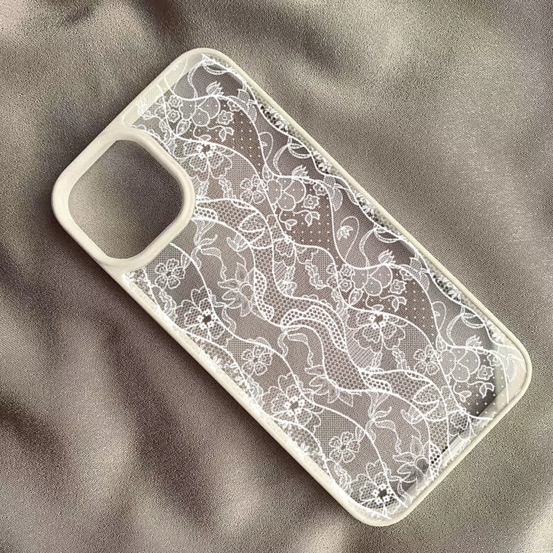 Vintage White Lace Floral Phone Case for iPhone 18 Pro 17 16 15 14 13 11 12 13 Pro Max 16E Air X XR XS 7 8 Plus Protective Cover