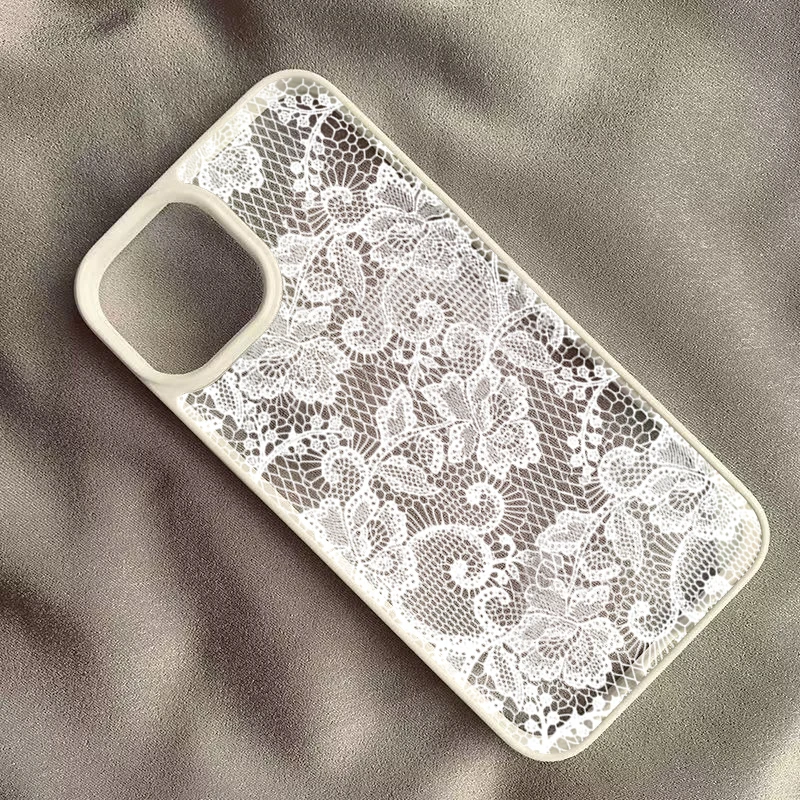 Vintage White Lace Floral Phone Case for iPhone 18 Pro 17 16 15 14 13 11 12 13 Pro Max 16E Air X XR XS 7 8 Plus Protective Cover