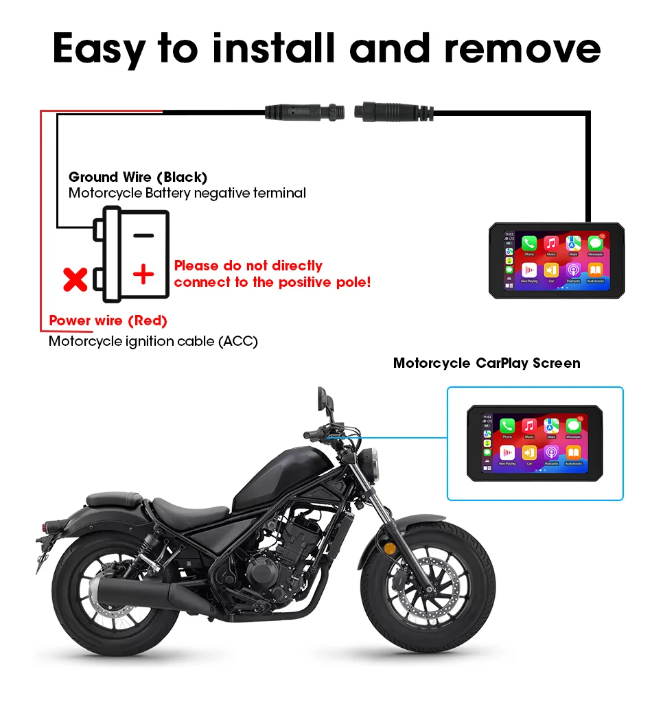Jansite Dual Bluetooth Motorcycle Carplay Screen Navigation GPS Display IP67 Waterproof Support Helmet Intercom Moto Accessories