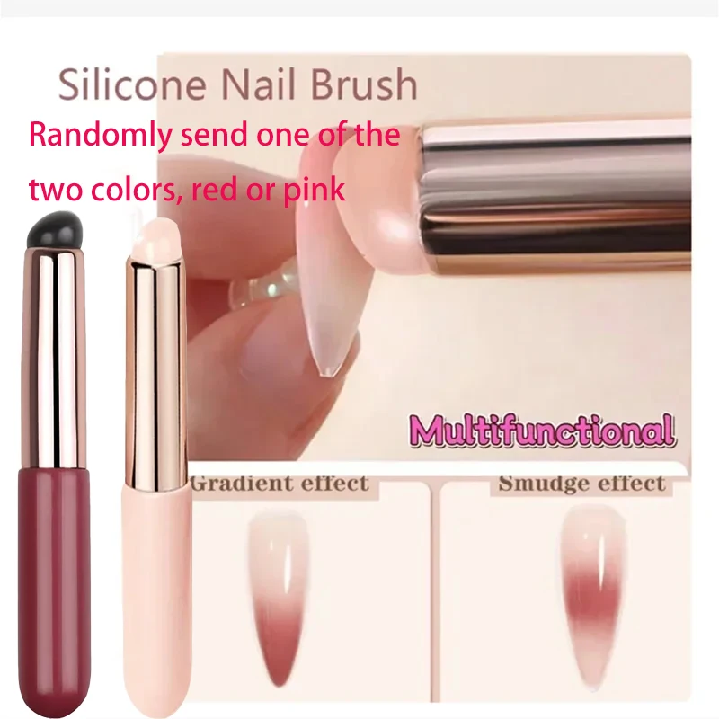 Nail Art Silicone Brush Reusable Mirror Powder Pigment Applying Manicure Tool Gradient Effect Nail Arts Silicone Applicator