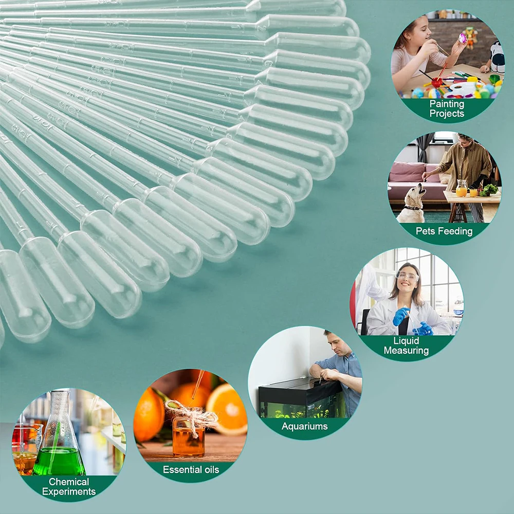 10/100Pcs Plastic Pipettes 3ml Transparent Transfer Pipette Droppers Epoxy Resin Casting Scientific Experiment Liquid Extraction