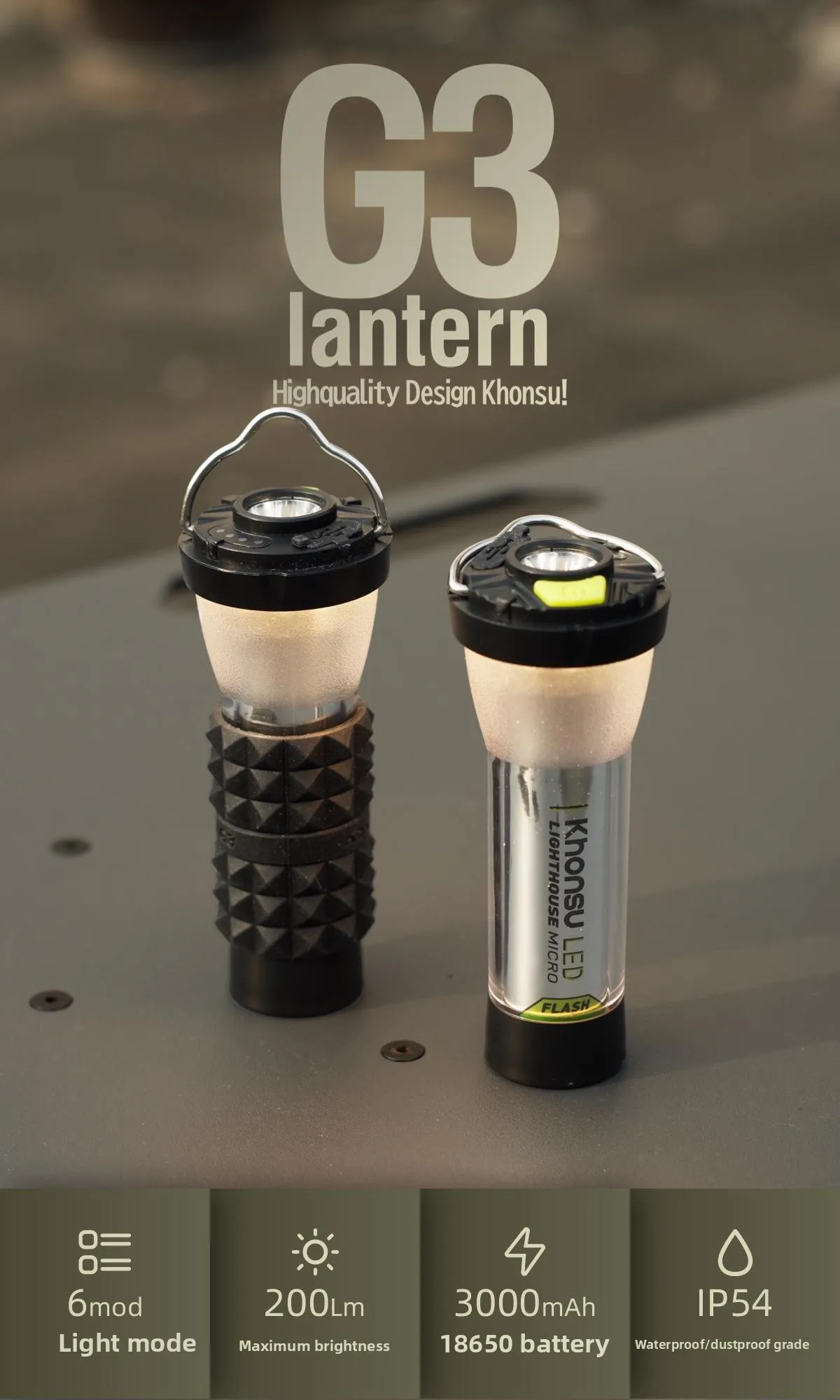 3000mah GZ Lighthouse camping light Super Long Battery Life LED Camping Tent Hiking Atmosphere Lamp Tower Flashlight