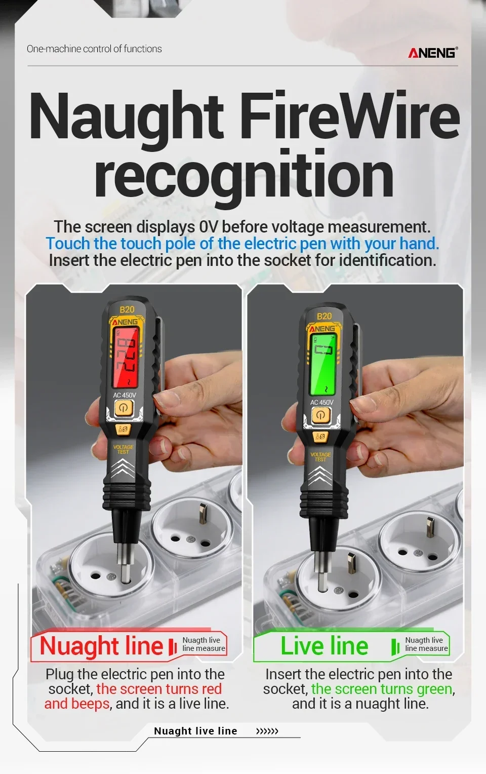 Dual-use Screwdriver Voltage Tester Pen ANENG B20 Double Head Insulated Slotted Cross Pen Screw Driver Repair Meter Hand Tools