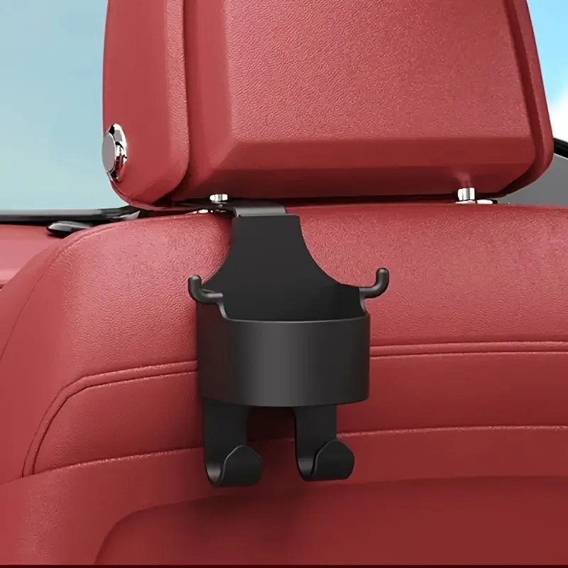 1/2Multifunctional car storage rack with hooks、Cup holder and storage box - Durable and sturdyPPMaterial，Suitable for seat back
