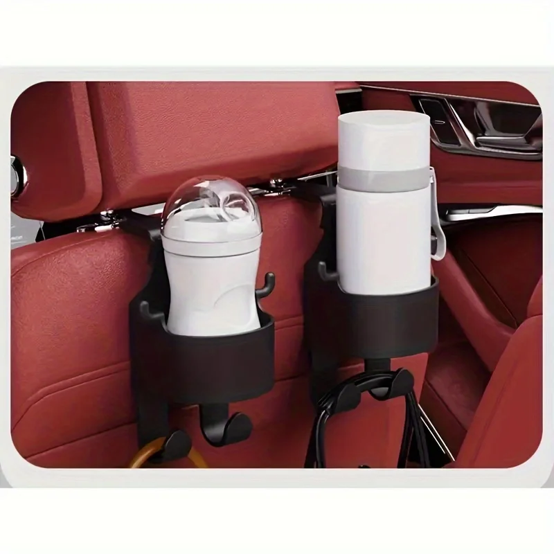 1/2Multifunctional car storage rack with hooks、Cup holder and storage box - Durable and sturdyPPMaterial，Suitable for seat back