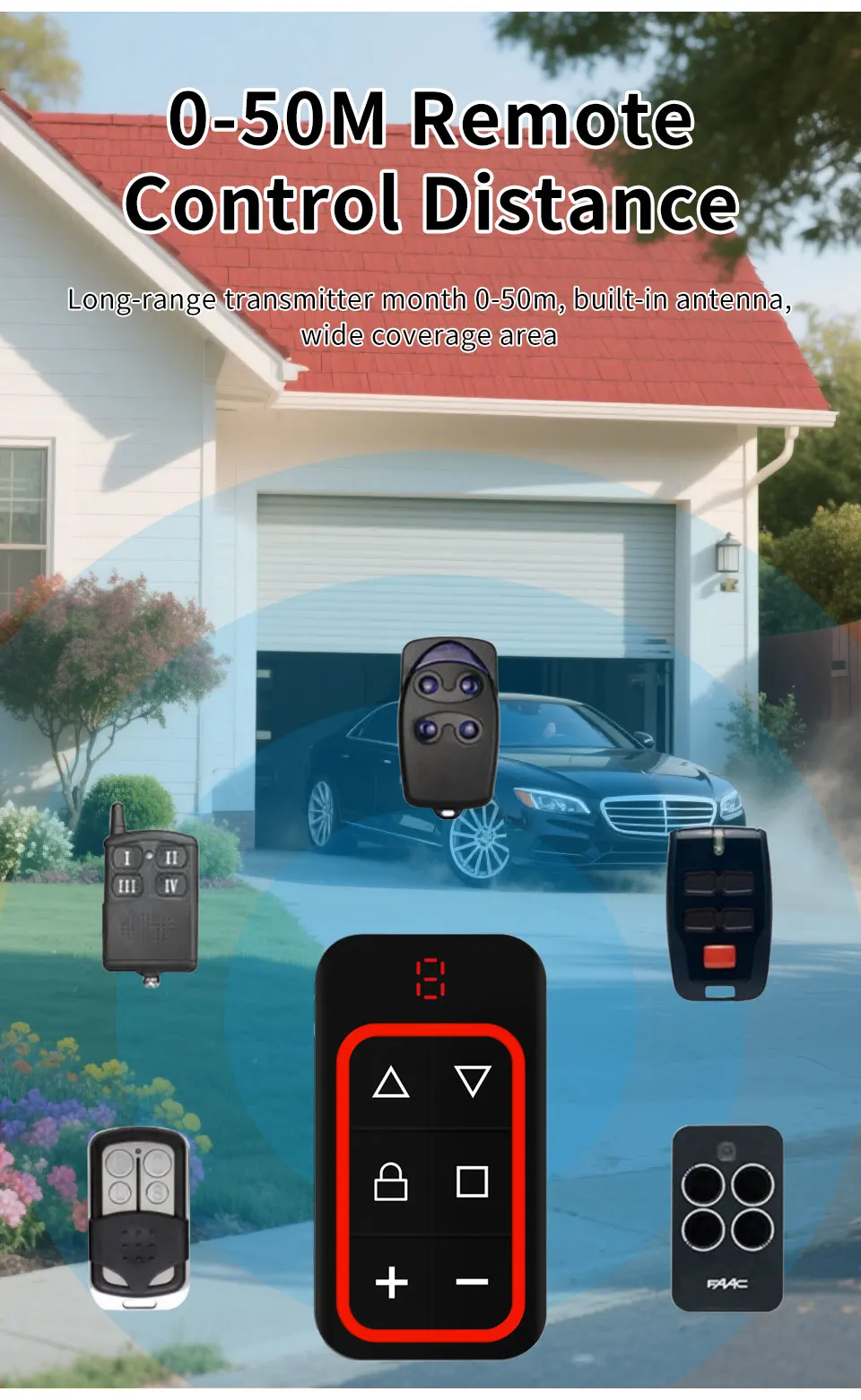 Universal Garage Remote Control Gate Key Duplicator Clone Multi-frequency Garage Door Controller 8 Channels 300-915Mhz 433Mhz