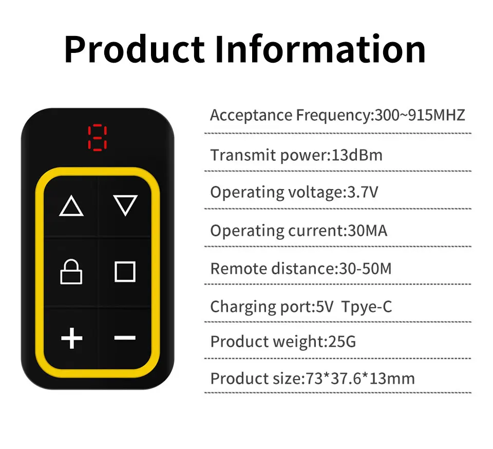 Universal Garage Remote Control Gate Key Duplicator Clone Multi-frequency Garage Door Controller 8 Channels 300-915Mhz 433Mhz