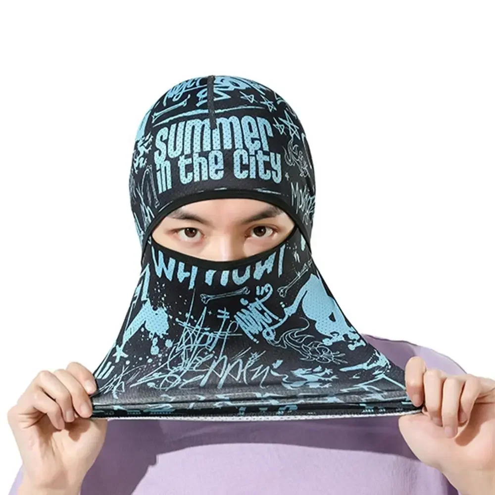 Summer Cool Balaclava Ice Silk Cycling Full Face Cap Sun Anti-UV Protection Sports Face Cover Headwear Bike Motorcycle Men's Hat
